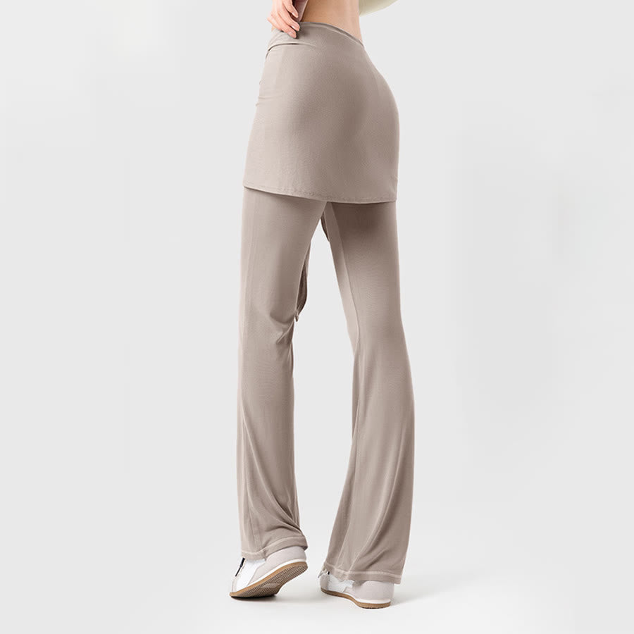 Pantalon de yoga long Olivenorma à jambes évasées et taille haute, avec lien à nouer. - image 1