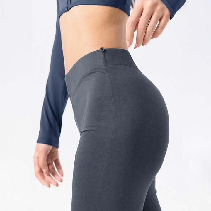 Pantalon de yoga long Olivenorma à jambes évasées et taille haute, avec lien à nouer. - image 6