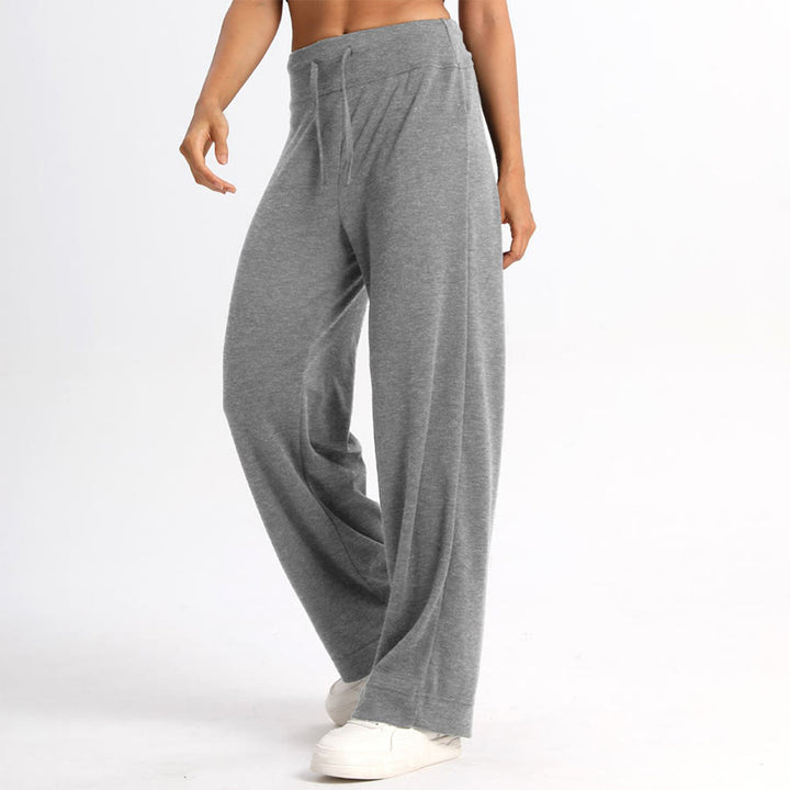 Pantalon long Olivenorma à jambes larges et taille haute avec cordon de serrage pour femme - Gris - XL - image 11