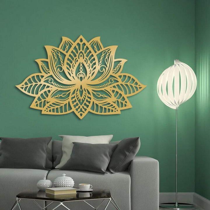 Décoration murale en métal Olivenorma Boho Mandala Fleur de lotus - Or - image 3