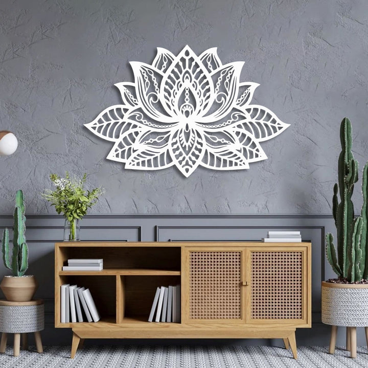 Décoration murale en métal Olivenorma Boho Mandala Fleur de lotus - Argent - image 7