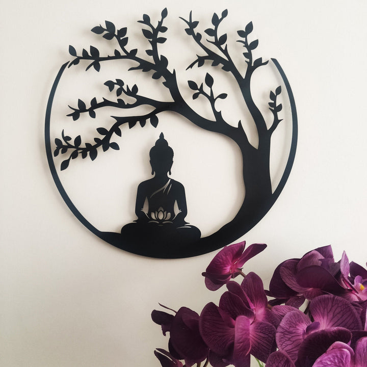 Décoration murale en métal Olivenorma Bouddha sous l'arbre de la Bodhi - image 1