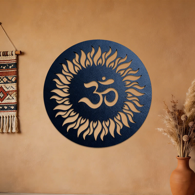 Olivenorma Om Symbole Sunburst Décoration murale en métal - image 1