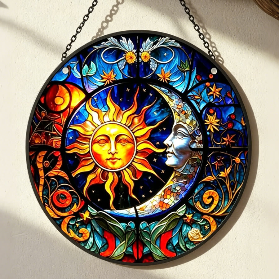 Attrape-soleil en vitrail Olivenorma Céleste Soleil et Lune - image 1