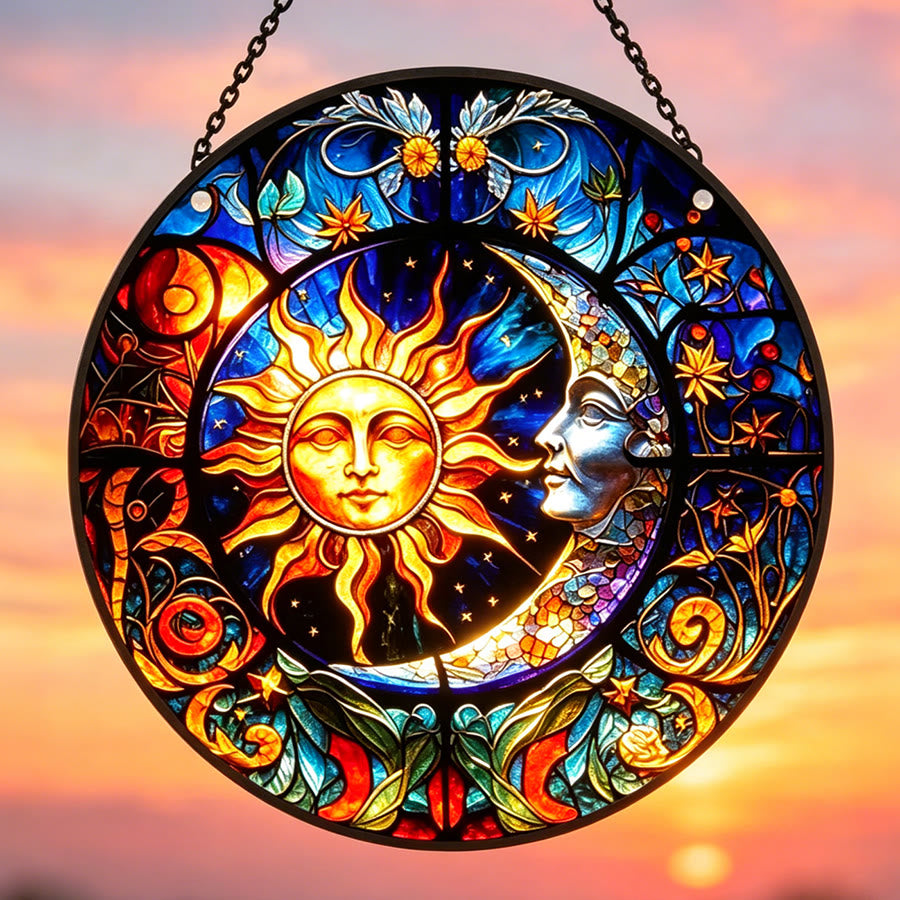 Attrape-soleil en vitrail Olivenorma Céleste Soleil et Lune - image 2