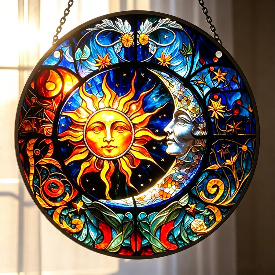 Attrape-soleil en vitrail Olivenorma Céleste Soleil et Lune - image 3