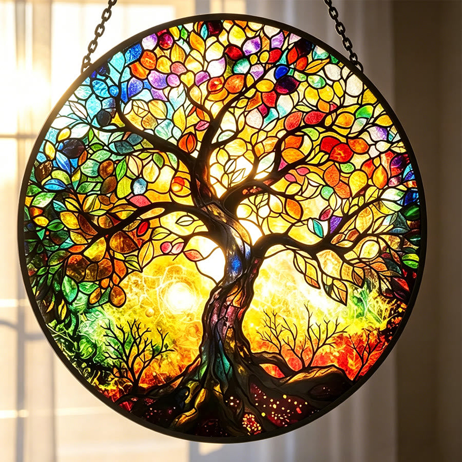 Attrape-soleil en vitrail « Arbre de vie coloré » Olivenorma - image 3