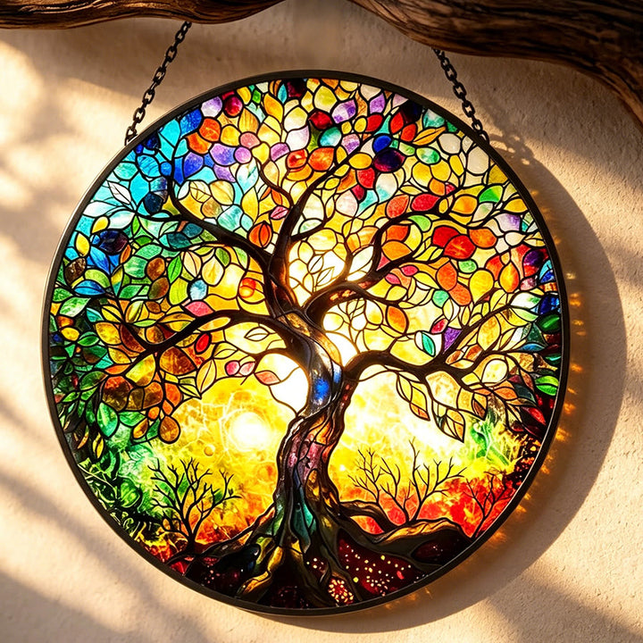Attrape-soleil en vitrail « Arbre de vie coloré » Olivenorma - image 2