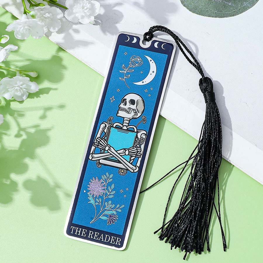 Signet squelette style tarot Olivenorma pour lectrice - Lecteur de crânes de lune bleue et rose - 10 pièces - image 3