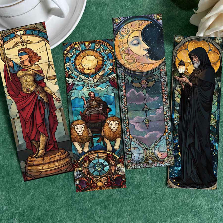 Marque-page en vitrail Olivenorma, motif arcanes du tarot - Un jeu de 30 cartes - image 0