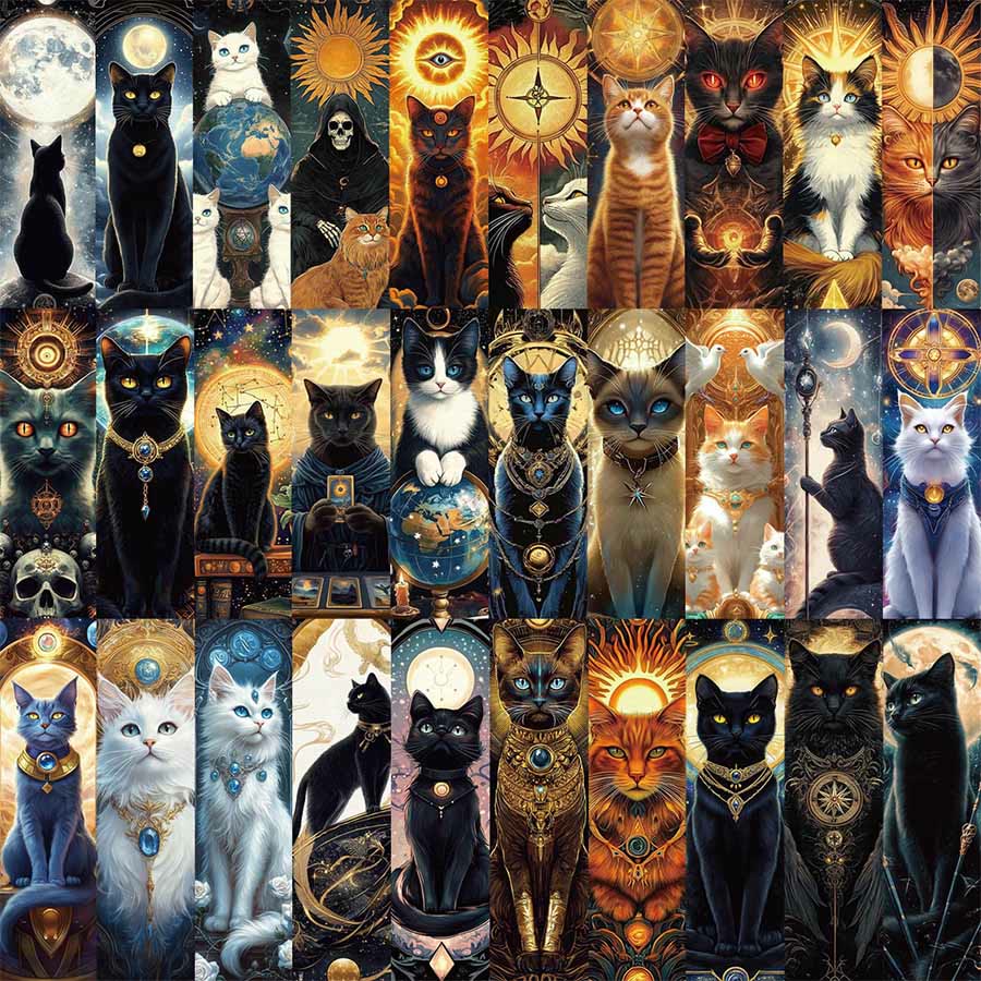 Marque-page Olivenorma Mystique Céleste Chat Noir Lune Soleil - image 1