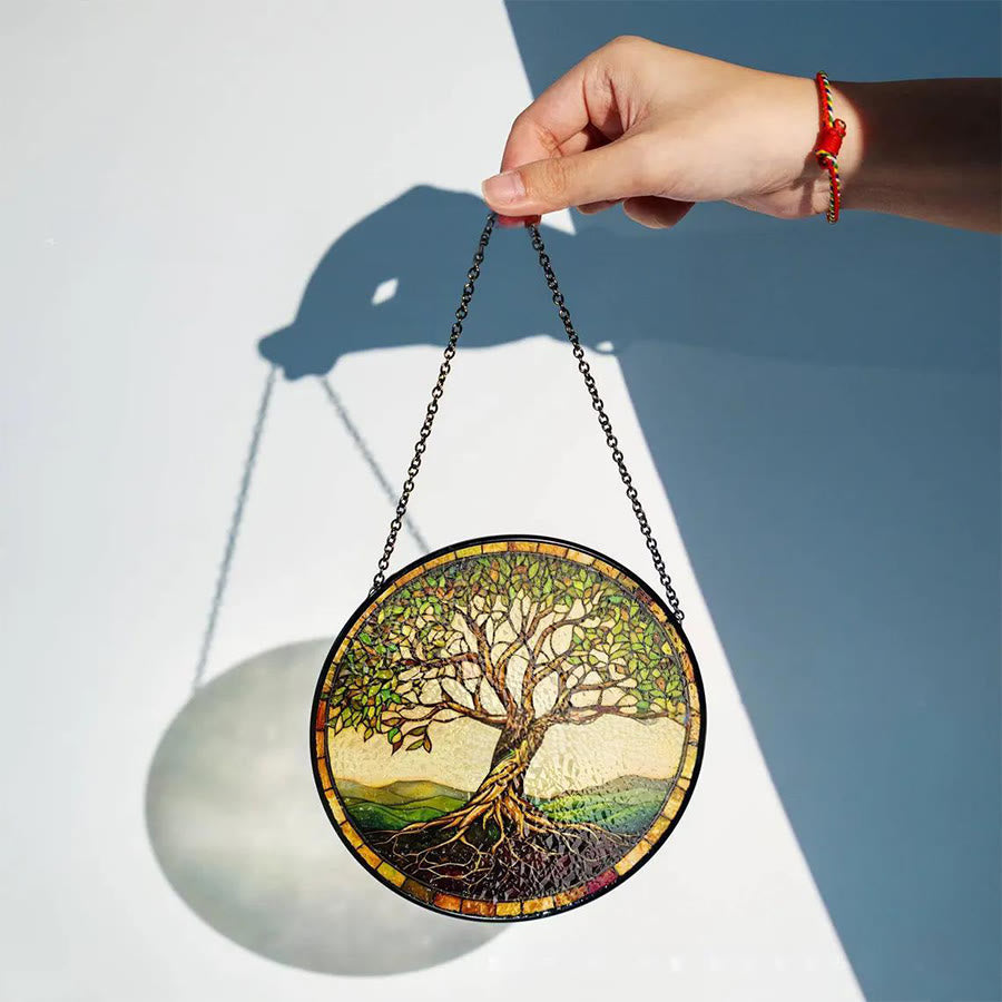 Attrape-soleil en mosaïque vitrail Olivenorma Vintage Automne Arbre de Vie - image 1