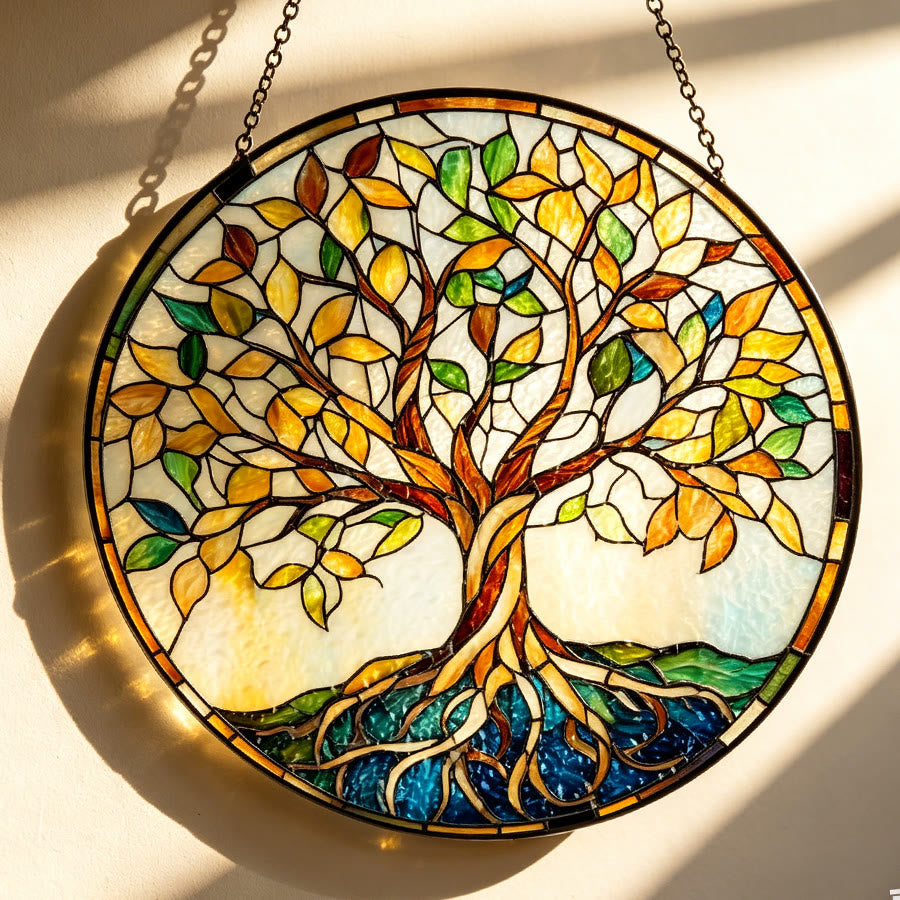 Attrape-soleil en mosaïque vitrail Olivenorma Vintage Automne Arbre de Vie - image 2