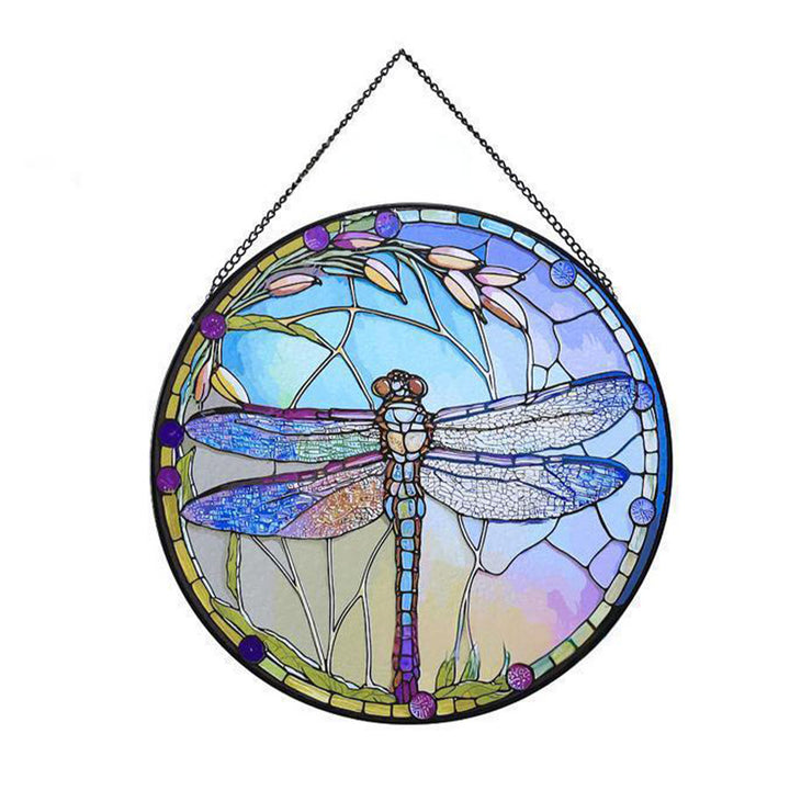Attrape-soleil en vitrail botanique libellule irisée Olivenorma - 20 cm x 20 cm - Verticale - image 4