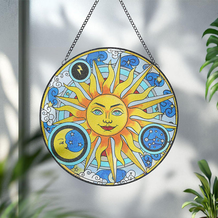 Attrape-soleil en vitrail Olivenorma Céleste Soleil Lune Éclair Zodiaque - image 3