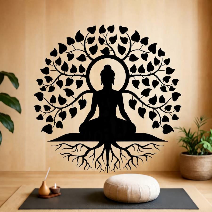 Décoration murale en métal Olivenorma Bouddha sous l'Arbre de Vie - Arbre de Bouddha - image 0