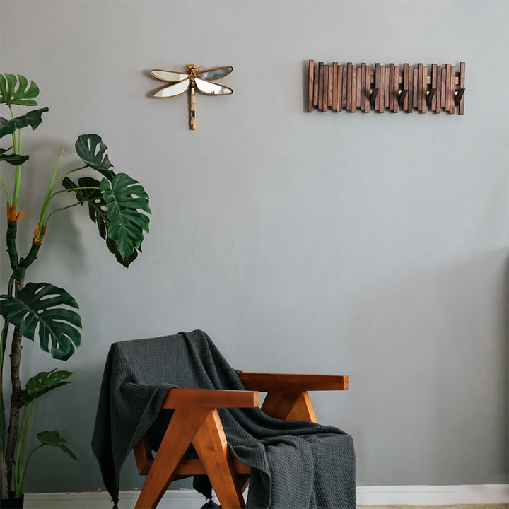 Olivenorma Superbe décoration murale libellule pour la maison, style rétro, en résine dorée et verre. - image 11