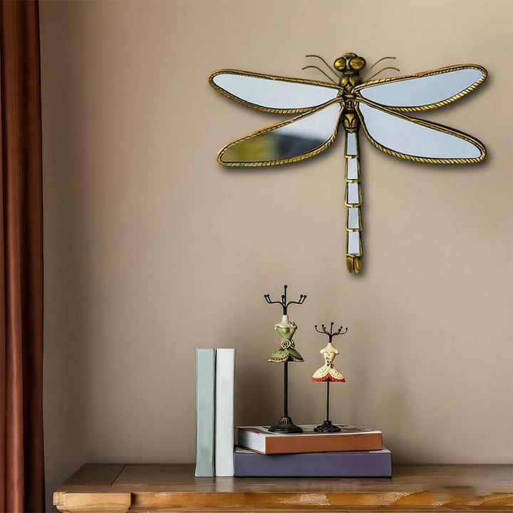 Olivenorma Superbe décoration murale libellule pour la maison, style rétro, en résine dorée et verre. - image 7