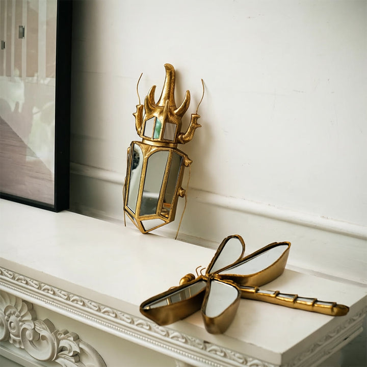 Olivenorma Superbe décoration murale libellule pour la maison, style rétro, en résine dorée et verre. - image 10