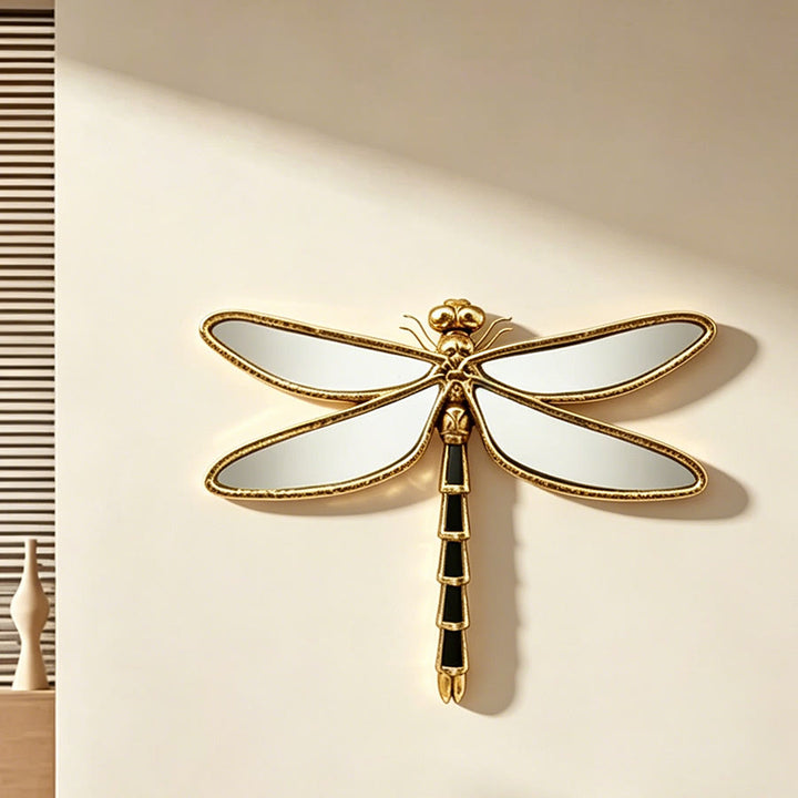 Olivenorma Superbe décoration murale libellule pour la maison, style rétro, en résine dorée et verre. - image 5