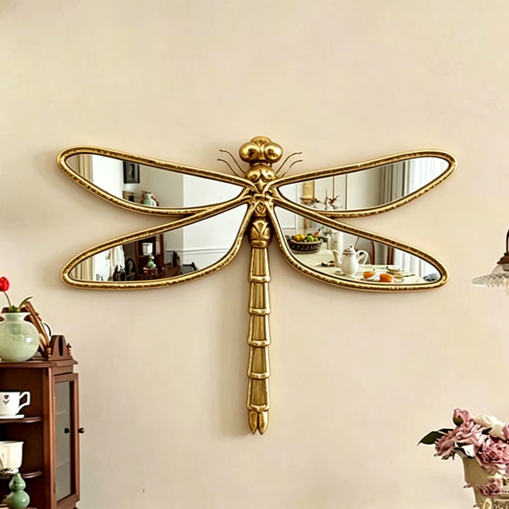 Olivenorma Superbe décoration murale libellule pour la maison, style rétro, en résine dorée et verre. - image 9