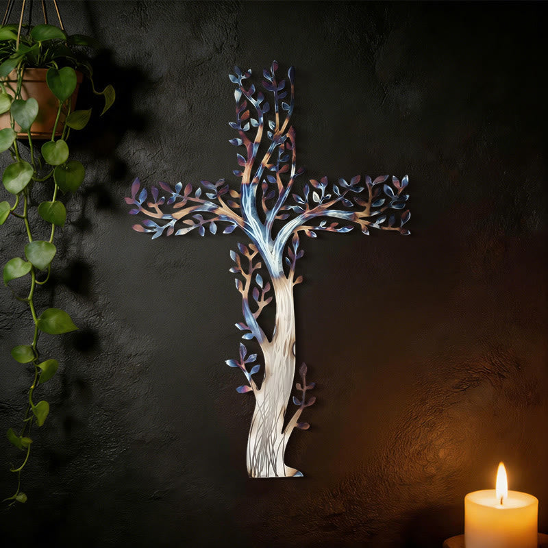 Olivenorma Décoration murale en métal (1 pièce) représentant une croix Arbre de Vie - image 4