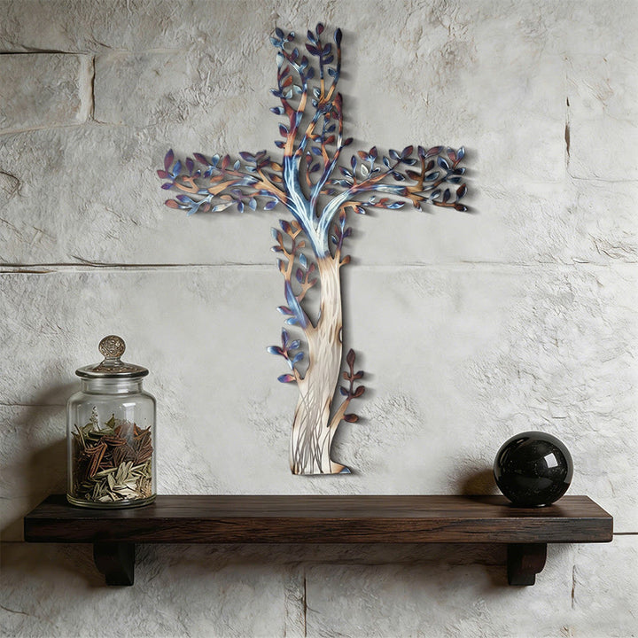 Olivenorma Décoration murale en métal (1 pièce) représentant une croix Arbre de Vie - image 3