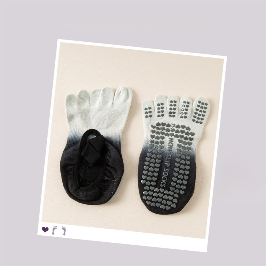 Chaussettes de yoga Olivenorma pour femmes, avec orteils séparés, paume intégrale, antidérapantes, résistantes aux chocs, respirantes et flexibles, idéales pour la salle de sport en intérieur. - Gris-noir - 10 paires - image 12