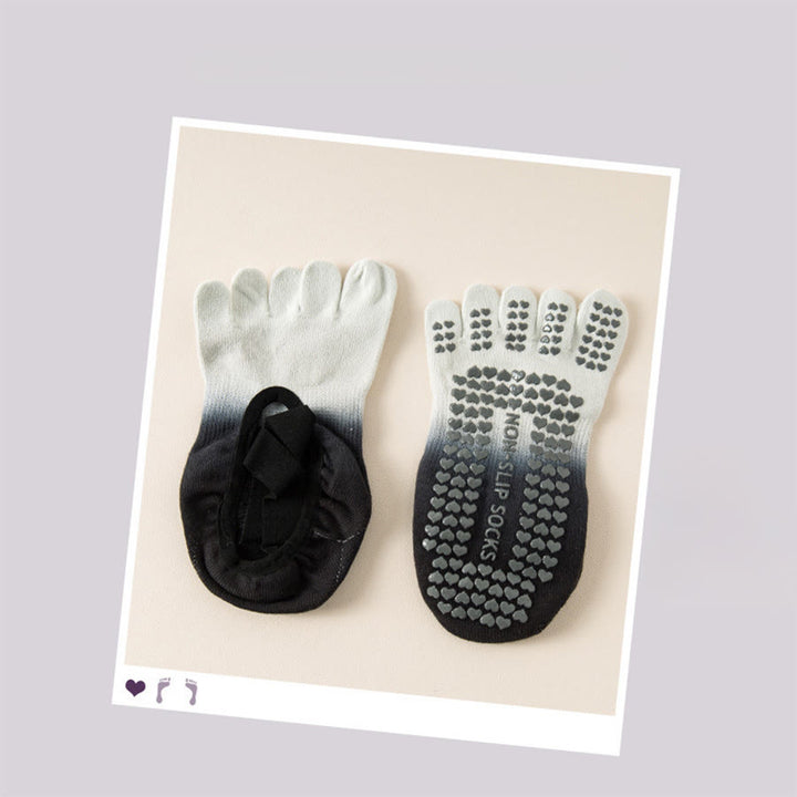 Chaussettes de yoga Olivenorma pour femmes, avec orteils séparés, paume intégrale, antidérapantes, résistantes aux chocs, respirantes et flexibles, idéales pour la salle de sport en intérieur. - Gris-noir - 10 paires - image 12