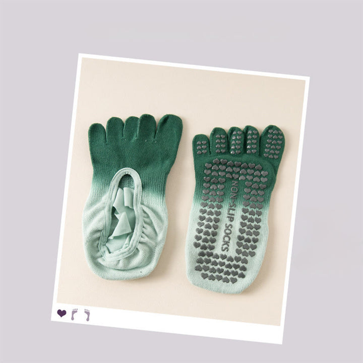 Chaussettes de yoga Olivenorma pour femmes, avec orteils séparés, paume intégrale, antidérapantes, résistantes aux chocs, respirantes et flexibles, idéales pour la salle de sport en intérieur. - Bleu-vert - 10 paires - image 11