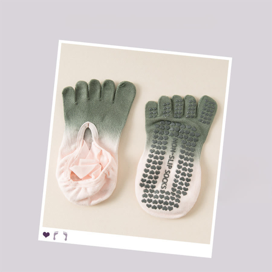 Chaussettes de yoga Olivenorma pour femmes, avec orteils séparés, paume intégrale, antidérapantes, résistantes aux chocs, respirantes et flexibles, idéales pour la salle de sport en intérieur. - Gris pêche - 10 paires - image 14