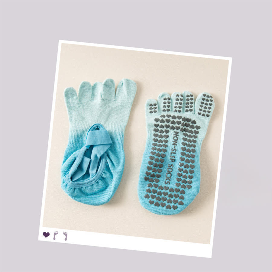 Chaussettes de yoga Olivenorma pour femmes, avec orteils séparés, paume intégrale, antidérapantes, résistantes aux chocs, respirantes et flexibles, idéales pour la salle de sport en intérieur. - Bleu ciel - 10 paires - image 7