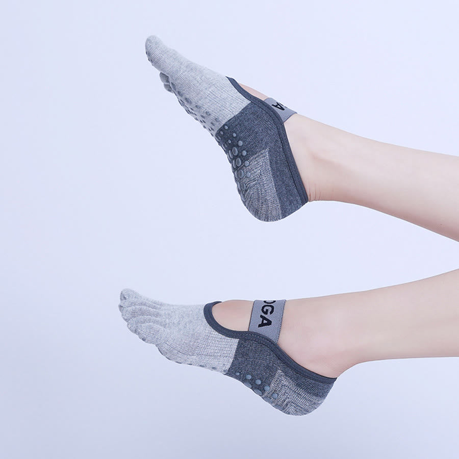 Chaussettes de yoga Olivenorma Premium tricotées à cinq doigts, antidérapantes, avec semelle en silicone, offrant un bon maintien et une excellente respirabilité. Idéales pour le sport en intérieur et les entraînements. Confortables et flexibles. - Gris clair - 10 paires - image 9