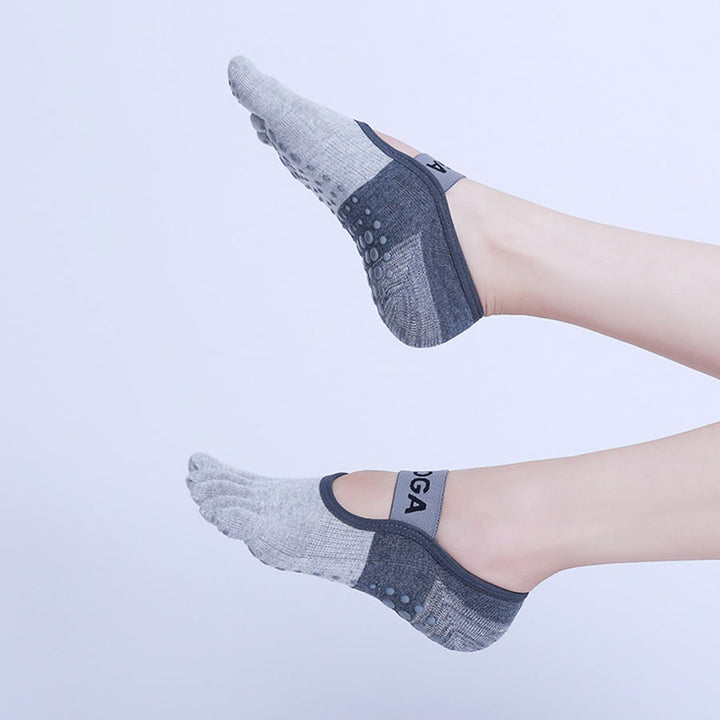 Chaussettes de yoga Olivenorma Premium tricotées à cinq doigts, antidérapantes, avec semelle en silicone, offrant un bon maintien et une excellente respirabilité. Idéales pour le sport en intérieur et les entraînements. Confortables et flexibles. - Gris clair - 10 paires - image 9