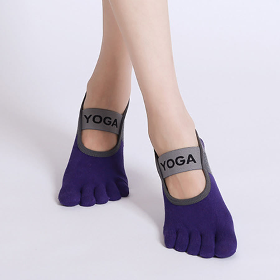 Chaussettes de yoga Olivenorma Premium tricotées à cinq doigts, antidérapantes, avec semelle en silicone, offrant un bon maintien et une excellente respirabilité. Idéales pour le sport en intérieur et les entraînements. Confortables et flexibles. - image 2
