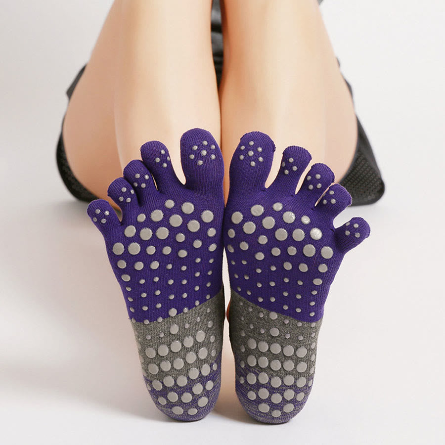Chaussettes de yoga Olivenorma Premium tricotées à cinq doigts, antidérapantes, avec semelle en silicone, offrant un bon maintien et une excellente respirabilité. Idéales pour le sport en intérieur et les entraînements. Confortables et flexibles. - image 0