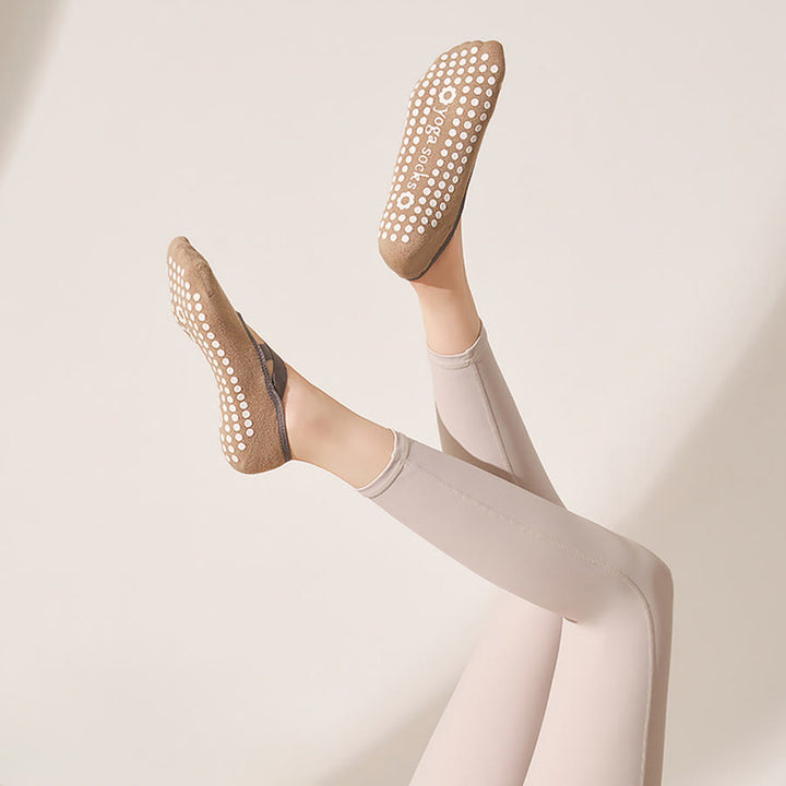 Chaussettes de yoga Olivenorma pour femmes, douces et agréables au toucher, en maille adhérente, antidérapantes et résistantes aux chocs, pour l'entraînement multi-activités. - Brun abricot clair - 10 paires - image 18