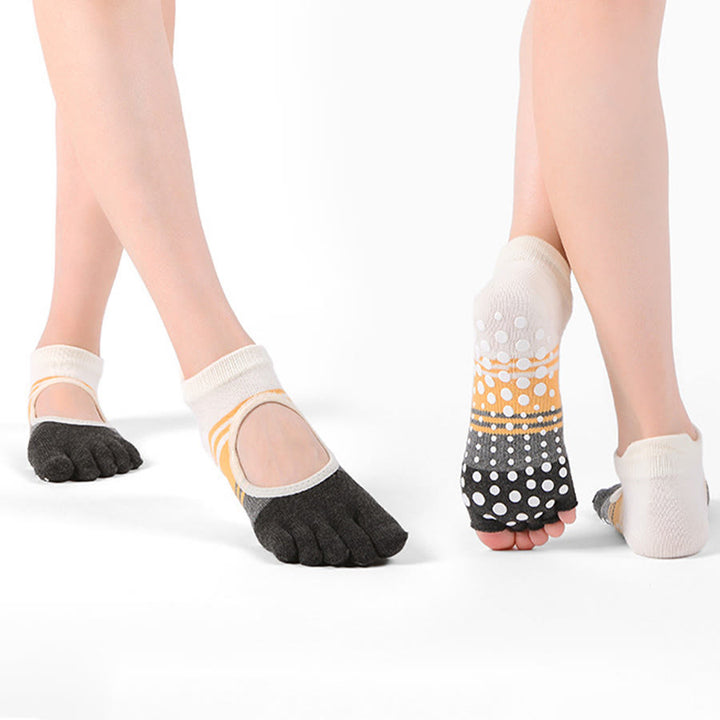 Chaussettes de yoga Olivenorma à cinq orteils, double conception, antidérapantes, en silicone, résistantes aux chocs et confortables, pour femmes, idéales pour la salle de sport et le yoga en intérieur. - image 2