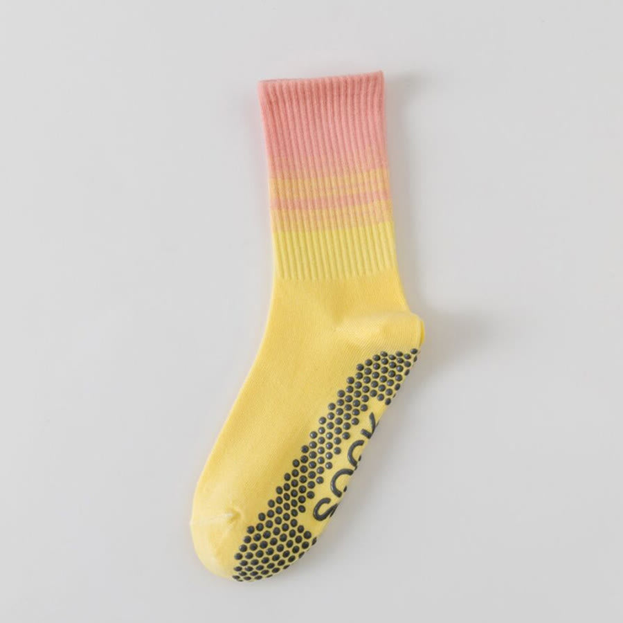 Chaussettes de yoga Olivenorma mi-mollet haute élasticité, antidérapantes, à picots en silicone, résistantes aux chocs et offrant un bon maintien de l'équilibre. - Lotus rose-jaune - 10 paires - image 15