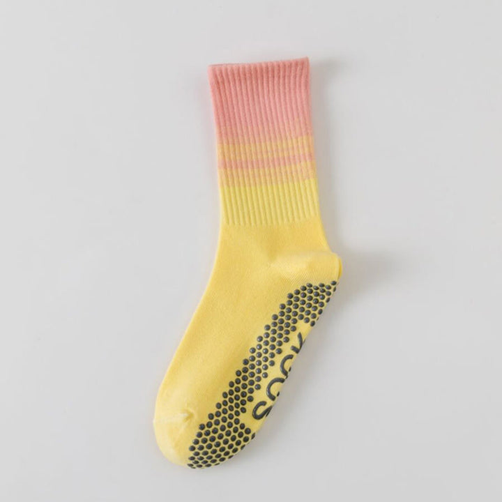 Chaussettes de yoga Olivenorma mi-mollet haute élasticité, antidérapantes, à picots en silicone, résistantes aux chocs et offrant un bon maintien de l'équilibre. - Lotus rose-jaune - 10 paires - image 15