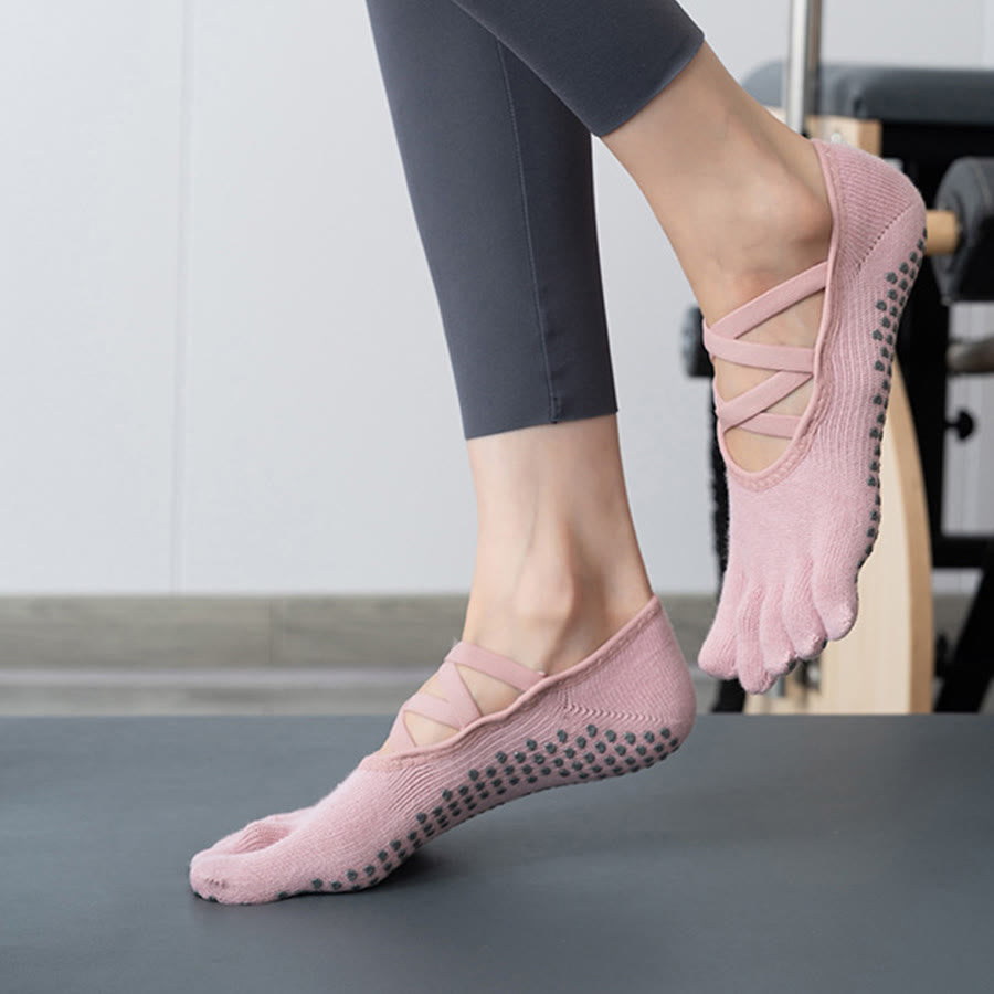 Chaussettes de yoga pour femmes Olivenorma à cinq orteils avec embouts en silicone antidérapants et amortissants, pour toutes les activités intérieures. - image 6