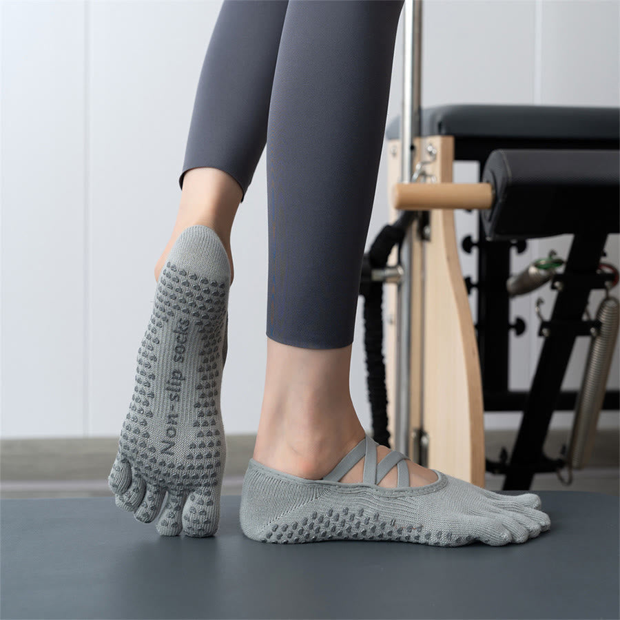 Chaussettes de yoga pour femmes Olivenorma à cinq orteils avec embouts en silicone antidérapants et amortissants, pour toutes les activités intérieures. - Chaussures fermées gris clair - 10 paires - image 10