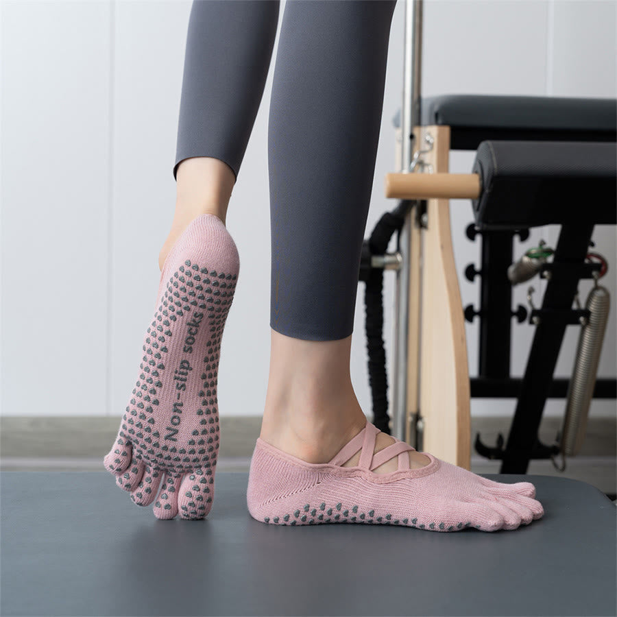 Chaussettes de yoga pour femmes Olivenorma à cinq orteils avec embouts en silicone antidérapants et amortissants, pour toutes les activités intérieures. - Chaussures roses fermées - 10 paires - image 5