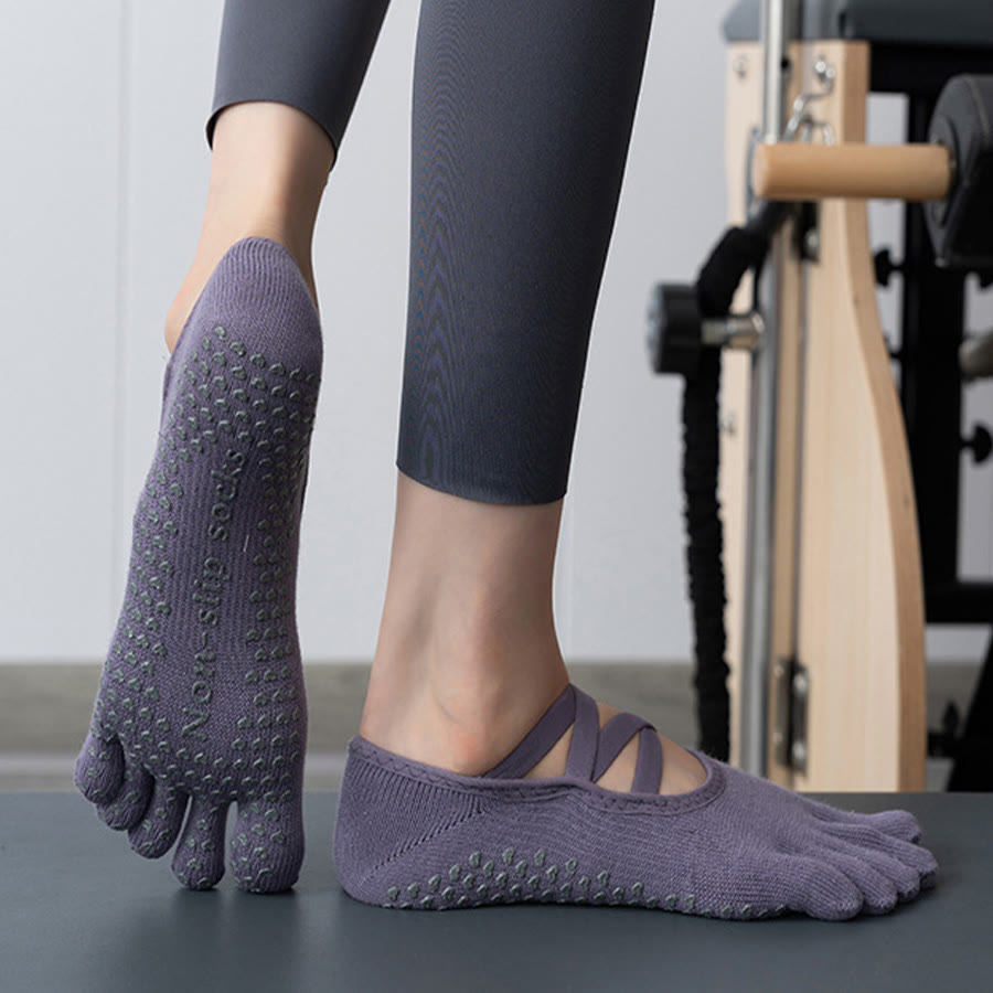 Chaussettes de yoga pour femmes Olivenorma à cinq orteils avec embouts en silicone antidérapants et amortissants, pour toutes les activités intérieures. - Chaussures violettes fermées - 10 paires - image 1