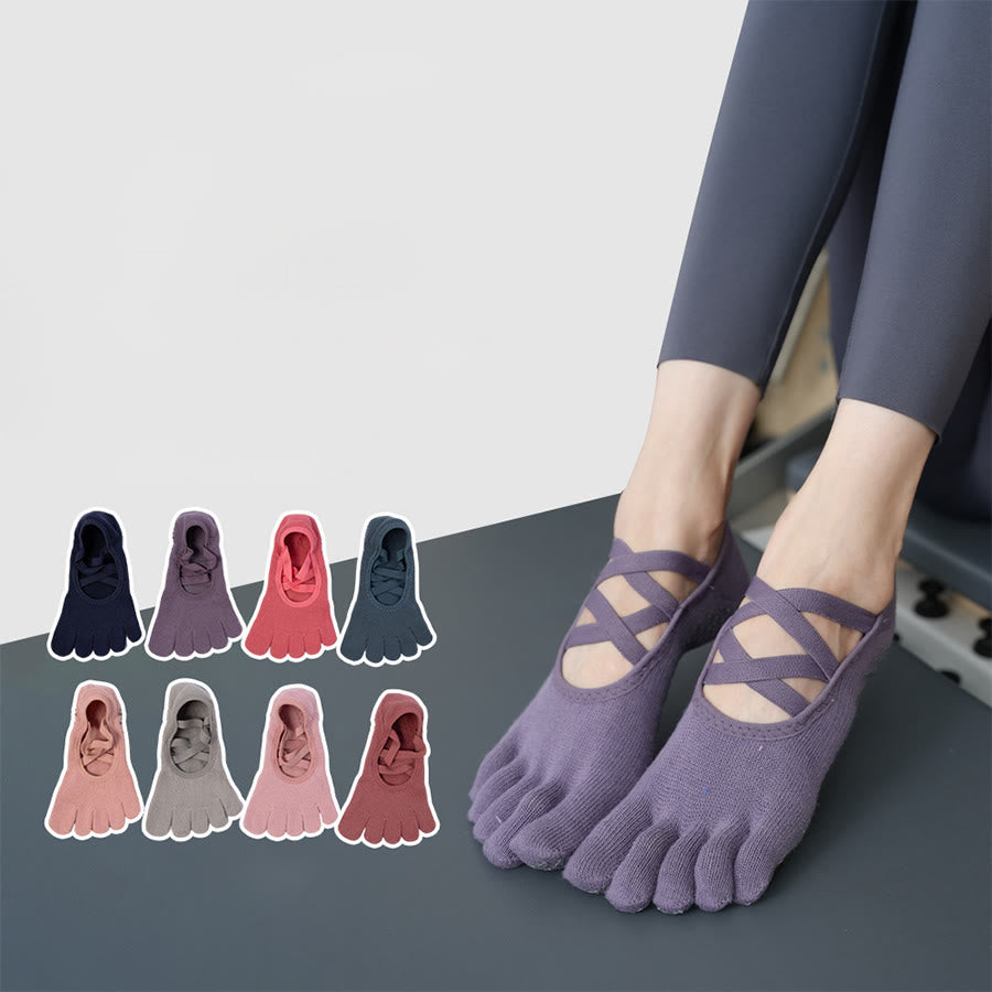 Chaussettes de yoga pour femmes Olivenorma à cinq orteils avec embouts en silicone antidérapants et amortissants, pour toutes les activités intérieures. - image 0