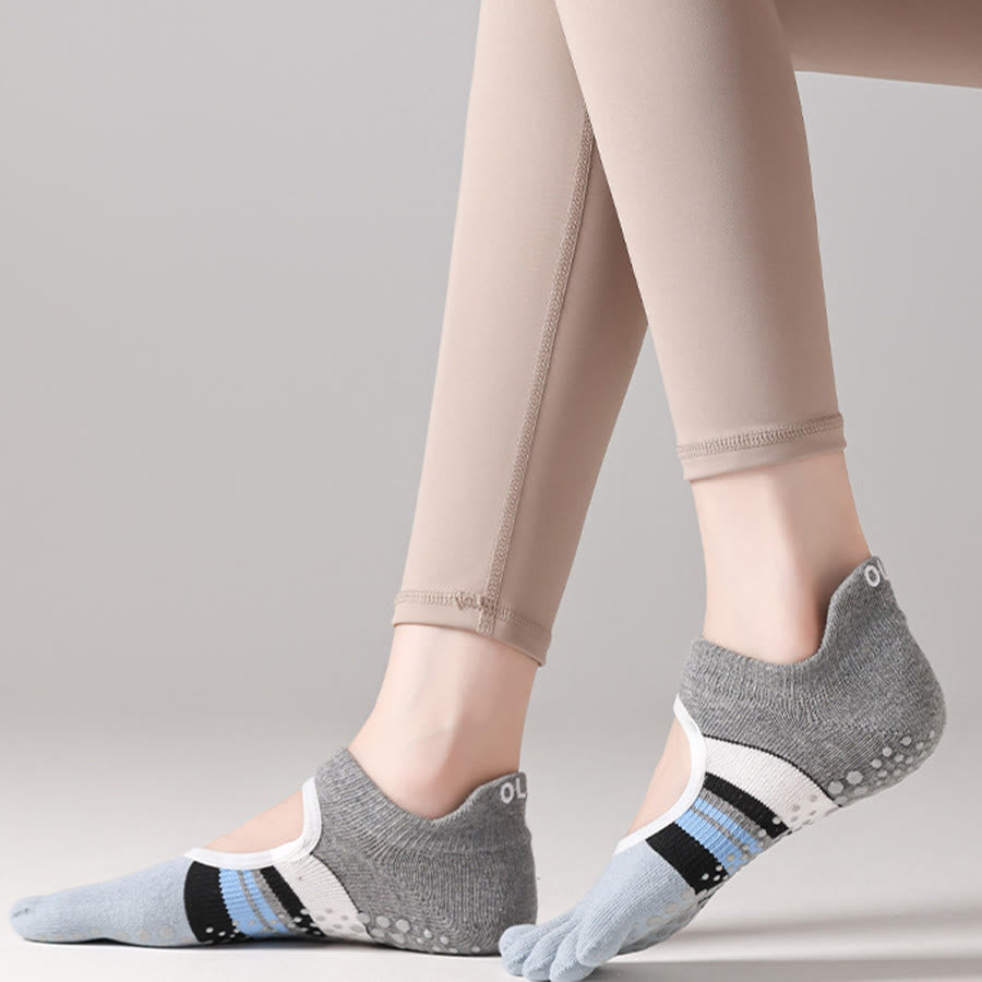 Chaussettes de yoga Olivenorma pour femmes, antidérapantes, silencieuses et respirantes, avec semelles en silicone antidérapantes pour une posture stable et un soulagement de la pression. Idéales pour l'entraînement et le yoga. - image 7