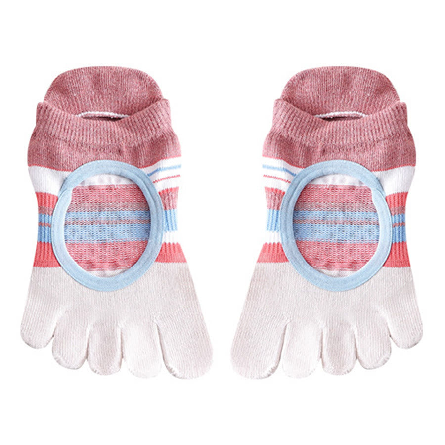 Chaussettes de yoga Olivenorma pour femmes, antidérapantes, silencieuses et respirantes, avec semelles en silicone antidérapantes pour une posture stable et un soulagement de la pression. Idéales pour l'entraînement et le yoga. - Rose - 10 paires - image 2