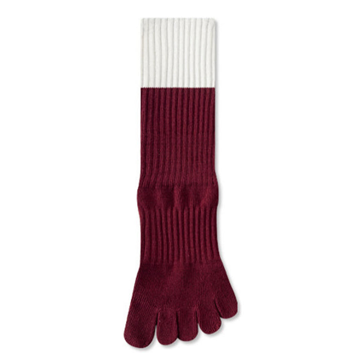Chaussettes de yoga Olivenorma mi-mollet haute élasticité, semelle intégrale en silicone antidérapante avec amorti silencieux, pour le sport et le fitness (femme) - Châtaigne rouge - 10 paires - image 8