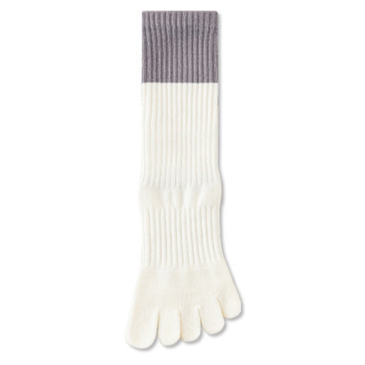 Chaussettes de yoga Olivenorma mi-mollet haute élasticité, semelle intégrale en silicone antidérapante avec amorti silencieux, pour le sport et le fitness (femme) - Contraste blanc et gris - 10 paires - image 3