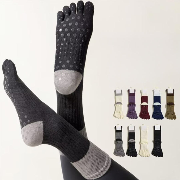 Chaussettes de yoga Olivenorma mi-mollet haute élasticité, semelle intégrale en silicone antidérapante avec amorti silencieux, pour le sport et le fitness (femme) - image 19